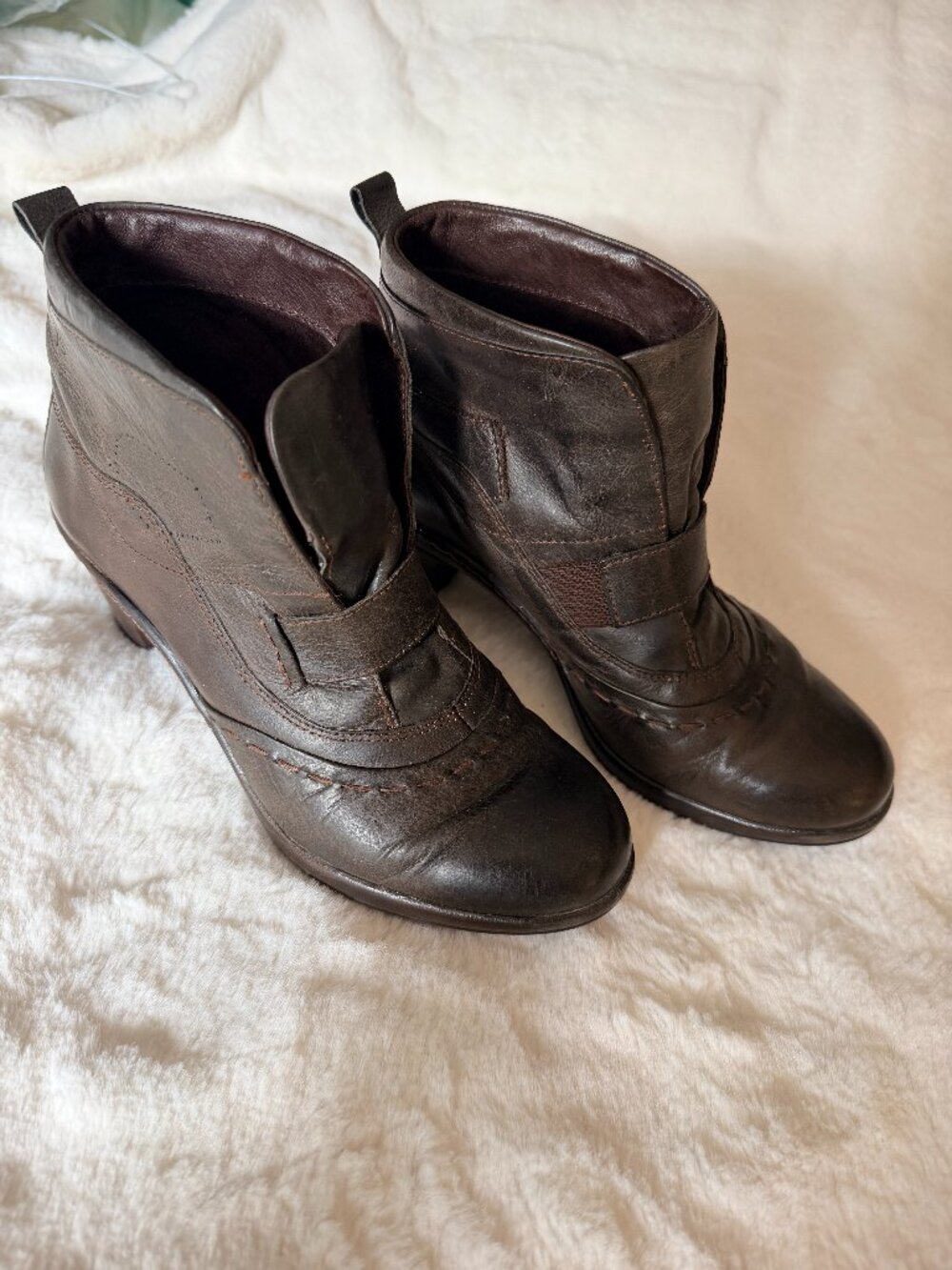 Quality Josef Seibel Dark Brown Leather Heeled Ankle Booties European Comfort 37